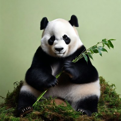 Panda holding bamboo