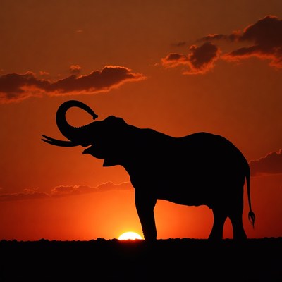 Elephant Silhouette at Sunset