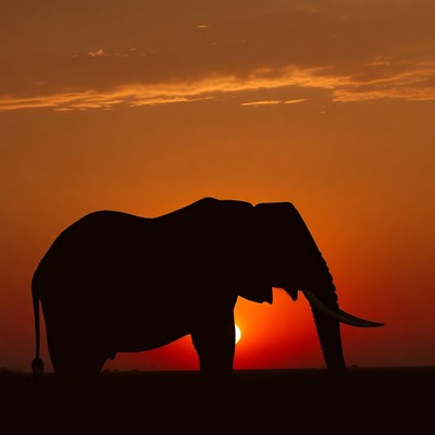 Elephant silhouette at sunset