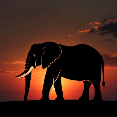 Silhouette elephant sunset silhouette