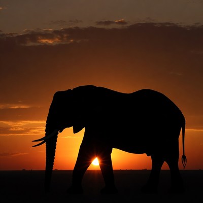 Elephant Silhouette at Sunset