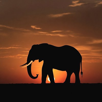 Elephant Silhouette at Sunset
