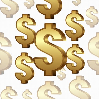 Golden dollar signs scattered background