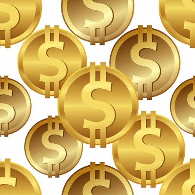 Golden Dollar Coins Seamless Pattern