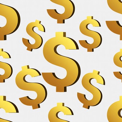 Golden Dollar Sign Seamless Pattern