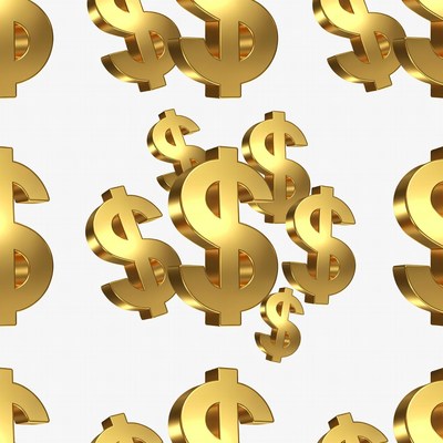 Golden Dollar Signs on White