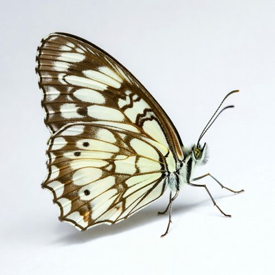 White butterfly with brown markings