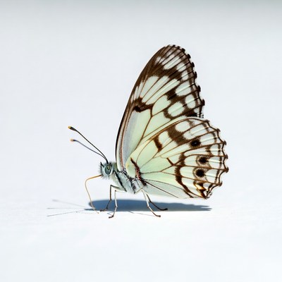 White Admiral Butterfly on White Background