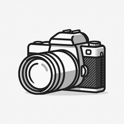 Line Art DSLR Camera Illustration