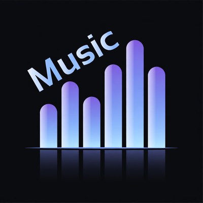 Purple Music Bar Graph Icon