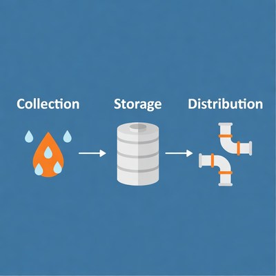 Water Collection Storage Distribution Illustration