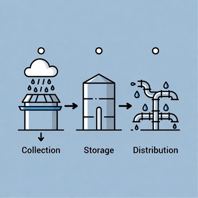 Rainwater Harvesting Process Illustration
