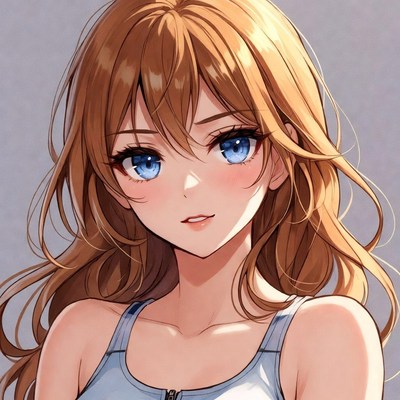 Anime girl with long orange hair