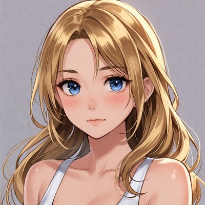 Blonde anime girl with blue eyes