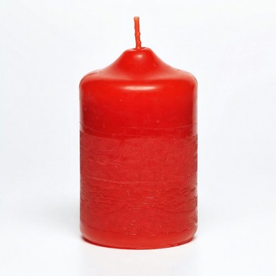 Red Pillar Candle on White Background