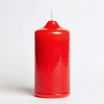 Red pillar candle with wick