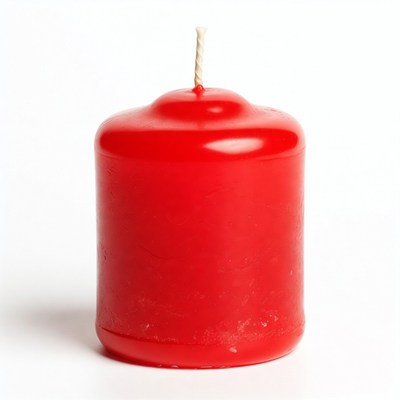 Red pillar candle with wick
