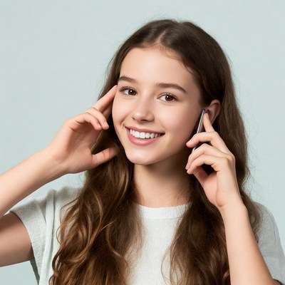 Teen girl listening to phone call