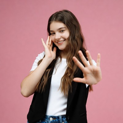 Teen girl making stop gesture
