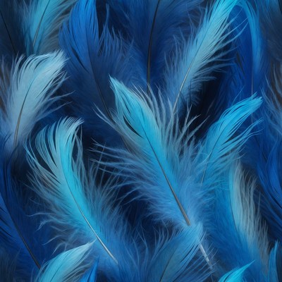 Blue Feathers Seamless Pattern