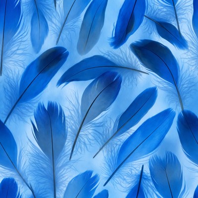 Blue Feathers Seamless Pattern