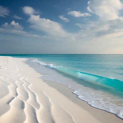Turquoise Ocean Waves on White Sand Beach