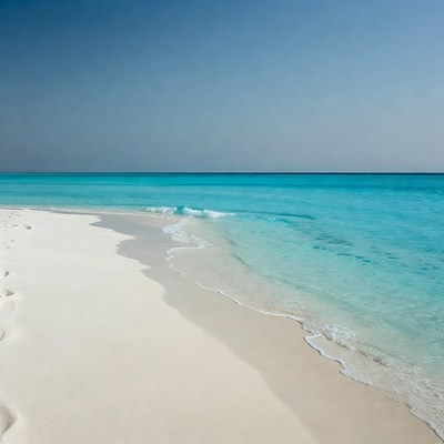 Sandy Beach with Turquoise Ocean Waves