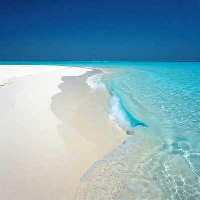Turquoise Ocean Meeting White Sand Beach