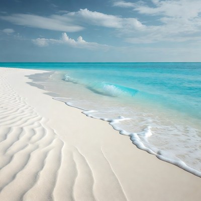 White sand beach with turquoise waves
