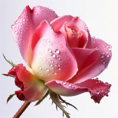 Pink Rose with Dew Drops