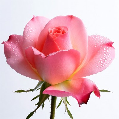 Pink Rose with Dew Drops