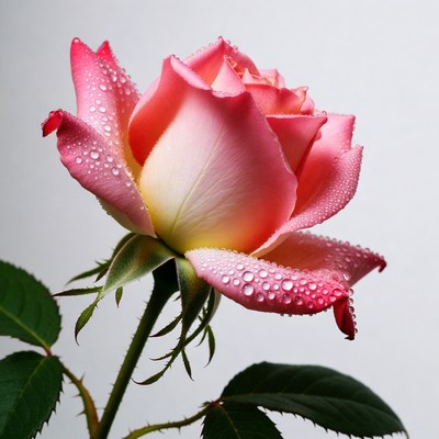 Pink Rose with Dew Drops