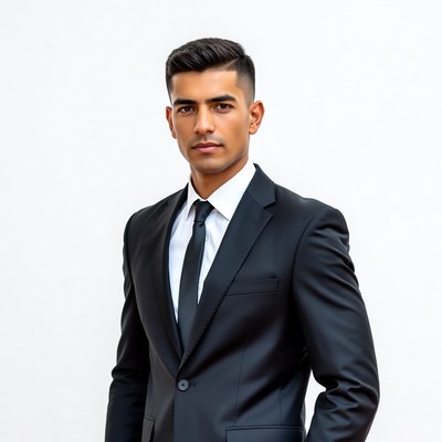 Handsome man in black suit