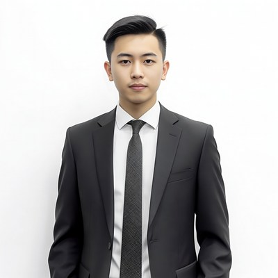 Asian man in black suit