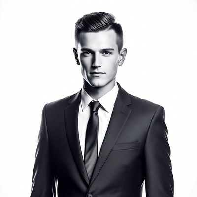 Young man in suit with undercut hairstyle