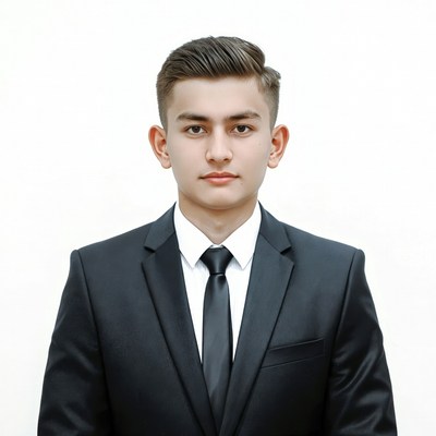 Young man in black suit