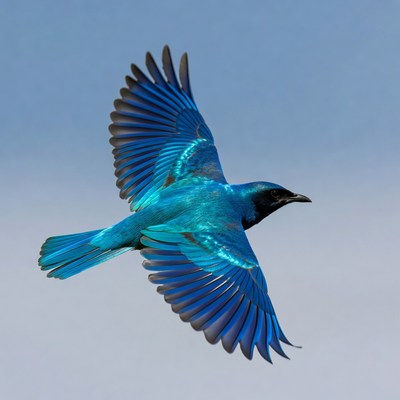 Blue bird flying in sky