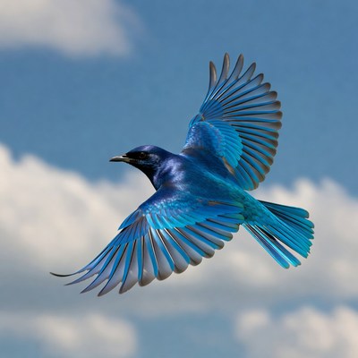 Bluebird flying in sky