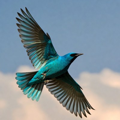 Blue Bird Flying in Sky
