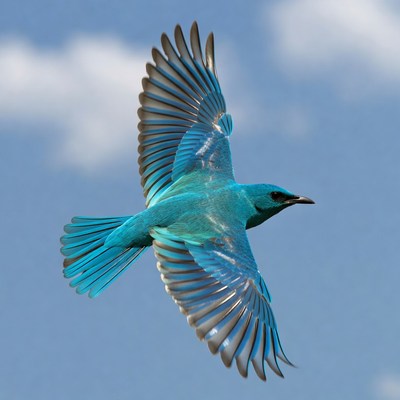 Blue bird flying in sky
