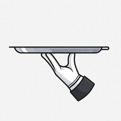 Hand holding serving tray