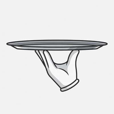 Hand holding serving tray