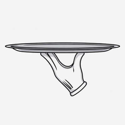 White gloved hand holding tray