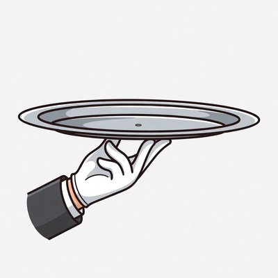 Waiter hand holding tray