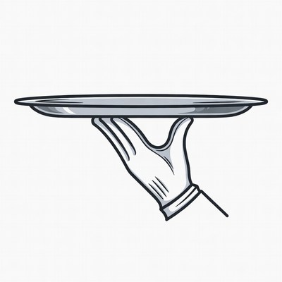 Hand holding serving tray