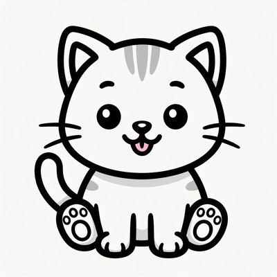 Cute kawaii kitten illustration