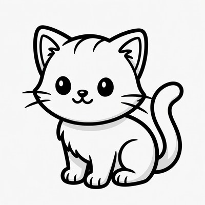 Cute kawaii kitten illustration