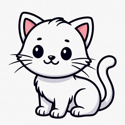 Cute white kitten illustration