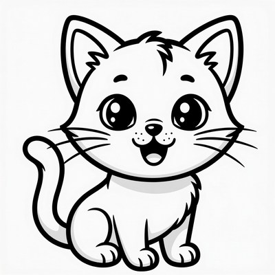 Cute Kitten Coloring Page