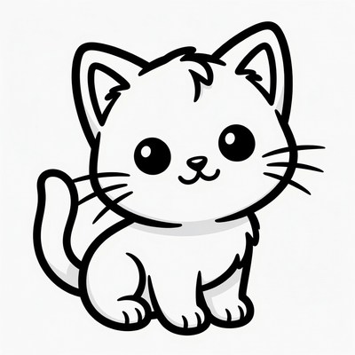 Cute kawaii kitten illustration